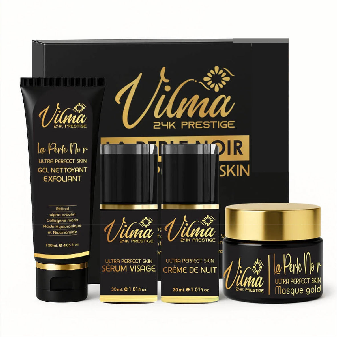 Coffret Complet La Perle Noire 24K – Soin Visage Ultra Perfect Skin