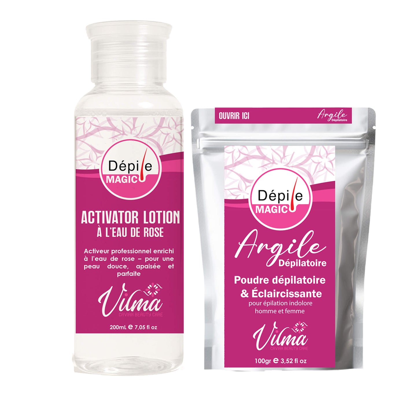 Argile Dépilatoire Dépile magic et Activator Lotion (1 SAC )