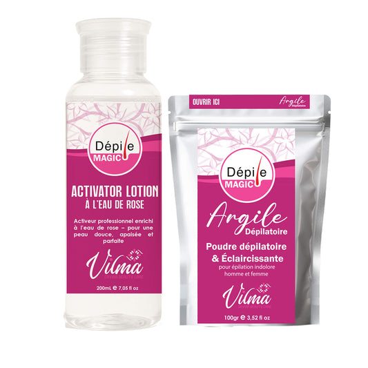 Argile Dépilatoire Dépile magic et Activator Lotion (1 SAC )
